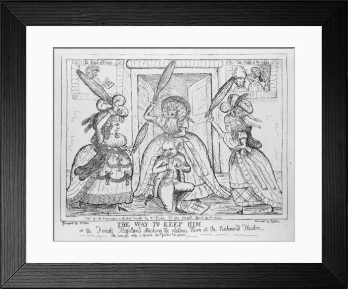 Framed Print : The way to keep him, or the female flagellants attacking Framed Print : The way to keep him, or the female flagellants attacking