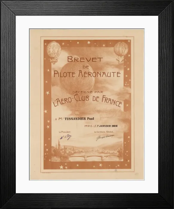 Framed Print : Brevet de pilote aeronaute, decerne par l Aero-Club de Franc Framed Print : Brevet de pilote aeronaute, decerne par l Aero-Club de Franc