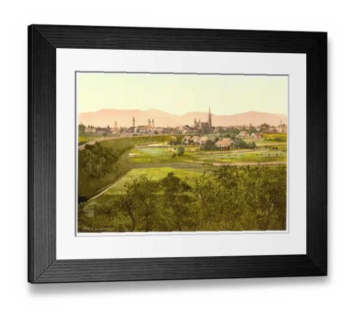 Framed Print : Zittau with mountains, seen from Eckartsberg, Saxony, German Framed Print : Zittau with mountains, seen from Eckartsberg, Saxony, German