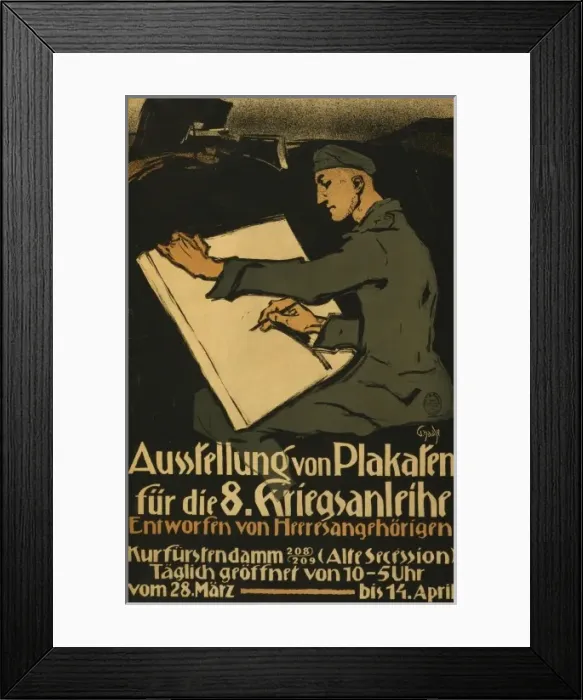 Framed Print : Ausstellung von Plakaten fur die 8. Kriegsanleihe entworfen Framed Print : Ausstellung von Plakaten fur die 8. Kriegsanleihe entworfen