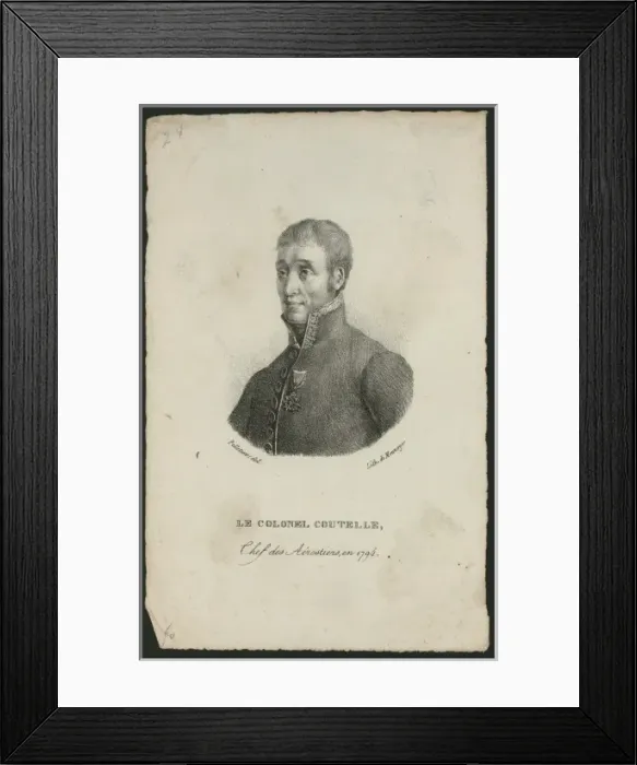 Framed Print : Le Colonel Coutelle, chef des aerostiers, en 1794 Framed Print : Le Colonel Coutelle, chef des aerostiers, en 1794
