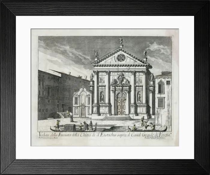 Framed Print : Veduta della facciata della chiesa di S. Eustachio spora il Framed Print : Veduta della facciata della chiesa di S. Eustachio spora il