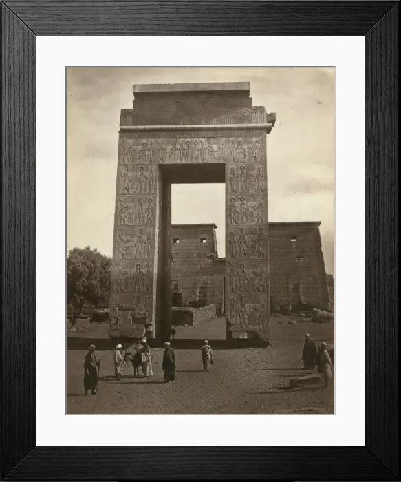 Framed Print : At Carnac. People near pylons, Karnak, Egypt. Date between 1856 and 1860 Framed Print : At Carnac. People near pylons, Karnak, Egypt. Date between 1856 and 1860