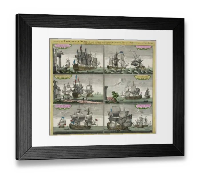 Framed Print : Vorstellung der englischen schiffe und derfelben Framed Print : Vorstellung der englischen schiffe und derfelben