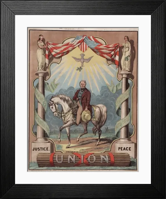 Framed Print : Union. An extremely large, color campaign poster for Democratic nominee Zachary Taylor Framed Print : Union. An extremely large, color campaign poster for Democratic nominee Zachary Taylor