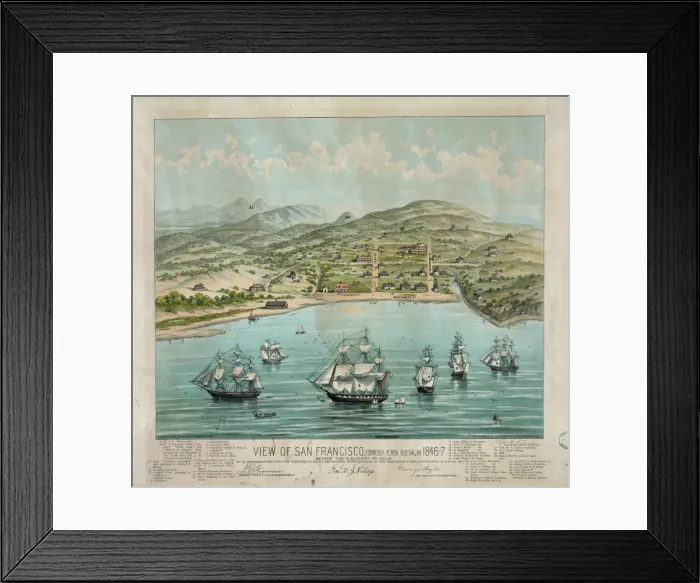Framed Print : View of San Francisco, formerly Yerba Buena, in 1846-7. Befo Framed Print : View of San Francisco, formerly Yerba Buena, in 1846-7. Befo