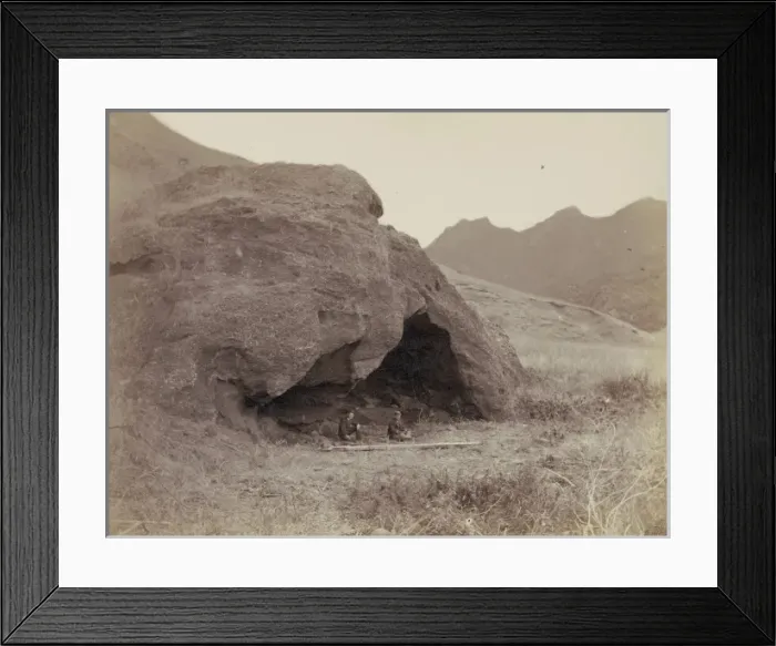 Framed Print : Scene of the story of Robinson Crusoe. Selkirks Cave. Side Framed Print : Scene of the story of Robinson Crusoe. Selkirks Cave. Side