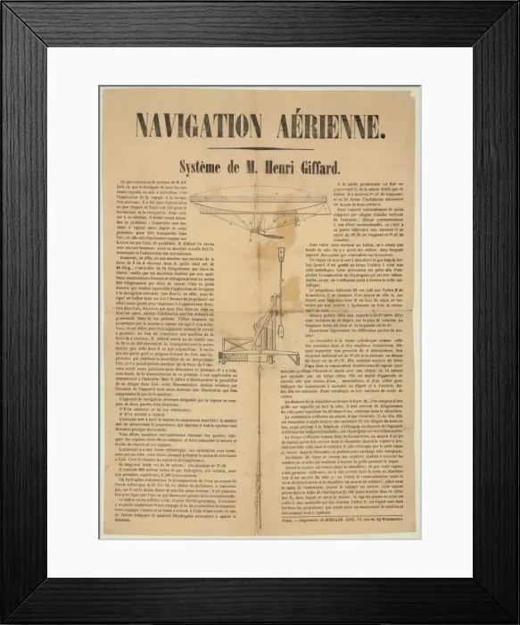 Framed Print : Navigation aerienne, systeme de M. Henri Giffard Framed Print : Navigation aerienne, systeme de M. Henri Giffard