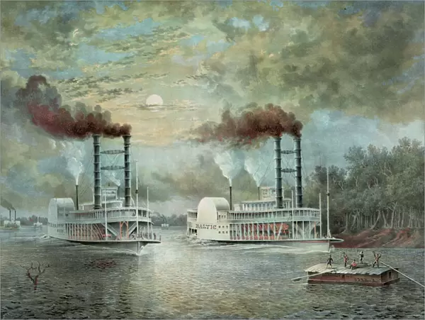 A steamboat race on the Mississippi, (between the Baltic & D