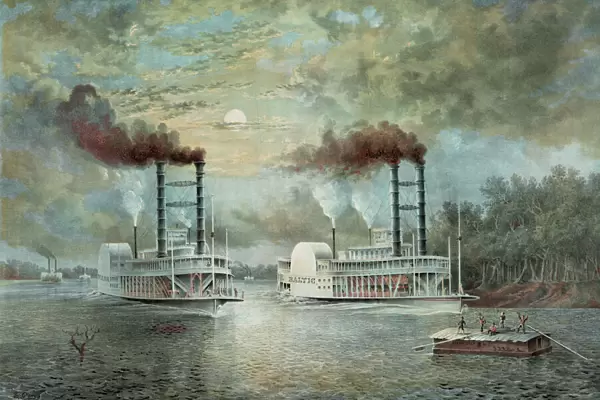 A steamboat race on the Mississippi, (between the Baltic & D