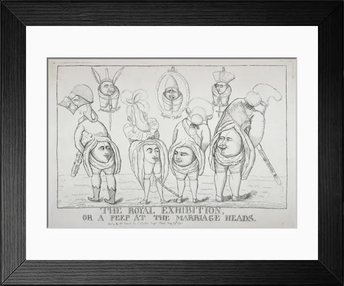 Framed Print : The royal exhibition, or a peep at the marriage heads Framed Print : The royal exhibition, or a peep at the marriage heads
