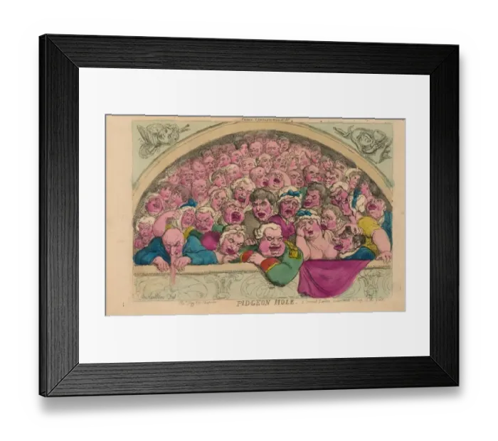 Framed Print : Pidgeon hole. A Convent Garden contrivance to coop up the g Framed Print : Pidgeon hole. A Convent Garden contrivance to coop up the g