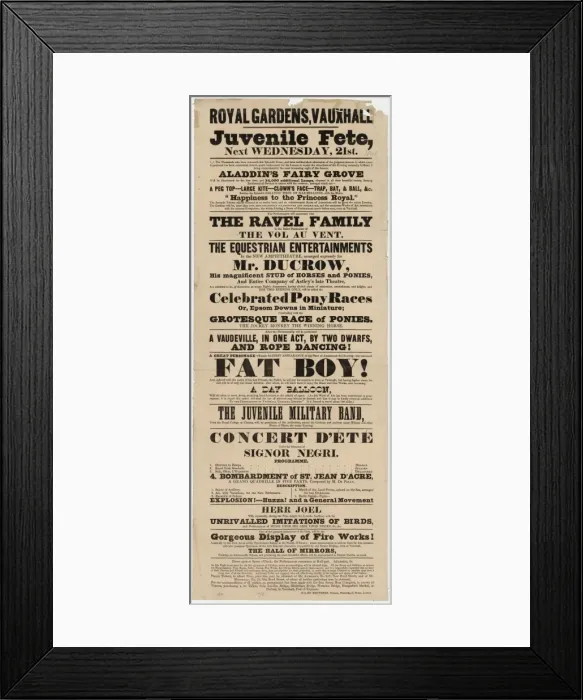 Framed Print : Royal Gardens, Vauxhall. Juvenile fete, next Wednesday, 21st Framed Print : Royal Gardens, Vauxhall. Juvenile fete, next Wednesday, 21st