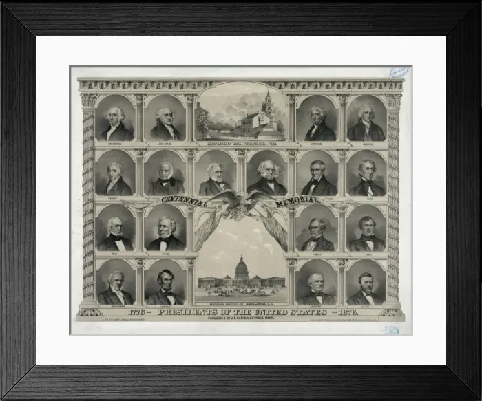 Framed Print : 1776 presidents of the United States - 1876 Framed Print : 1776 presidents of the United States - 1876
