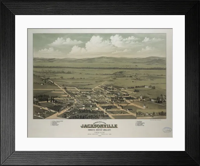 Framed Print : Birds eye view of Jacksonville and the Rogue River Valley Framed Print : Birds eye view of Jacksonville and the Rogue River Valley