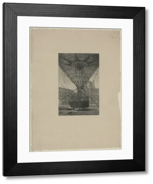 Framed Print : Lower part of a large captive balloon moored to a launching Framed Print : Lower part of a large captive balloon moored to a launching