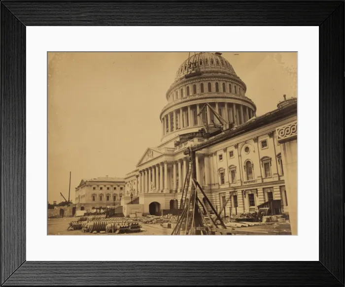 Framed Print : Capitol, Washington, DC, north-east view. Dome and front unf Framed Print : Capitol, Washington, DC, north-east view. Dome and front unf