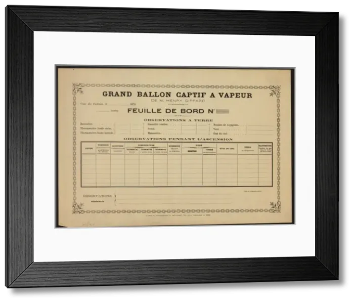 Framed Print : Grand ballon captif a vapeur, de M. Henry Giffard text Framed Print : Grand ballon captif a vapeur, de M. Henry Giffard text