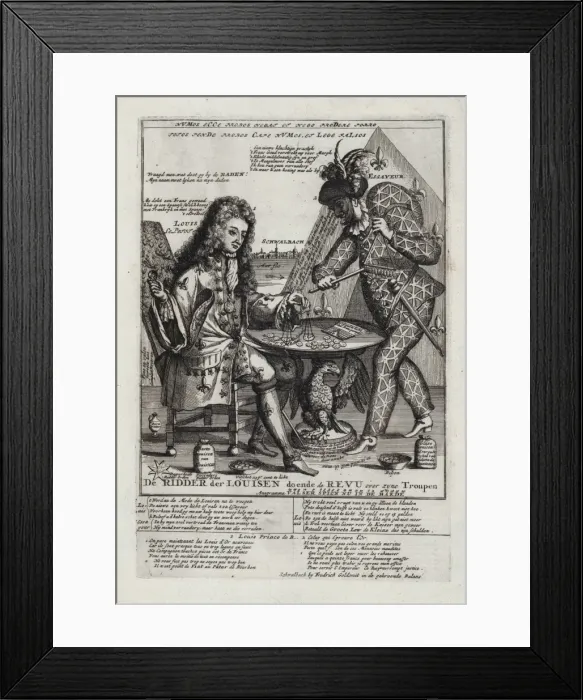 Framed Print : De ridder der Louisen doende de revu over zyne troupen Framed Print : De ridder der Louisen doende de revu over zyne troupen