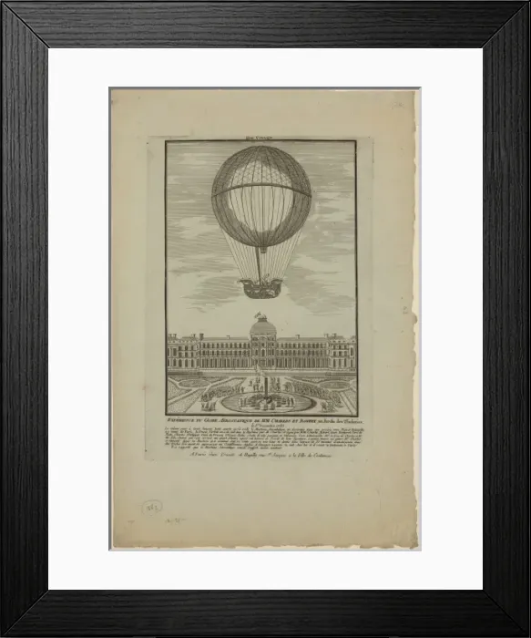 Framed Print : Experience du globe aerostatique du MM. Charles et Robert, a Framed Print : Experience du globe aerostatique du MM. Charles et Robert, a