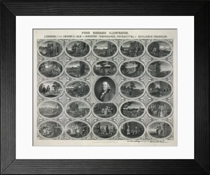 Framed Print : Poor Richard illustrated, lessons for the young and old on i Framed Print : Poor Richard illustrated, lessons for the young and old on i