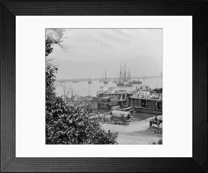 Framed Print : City Point, Va. View of waterfront with Federal supply boats Framed Print : City Point, Va. View of waterfront with Federal supply boats