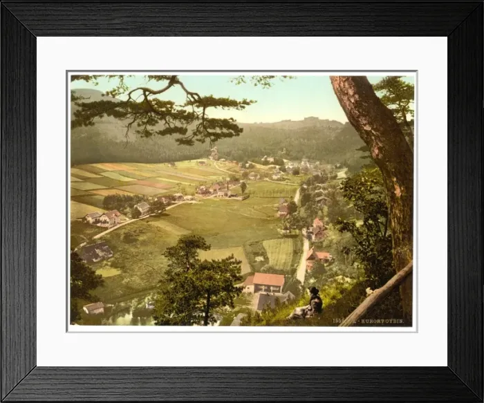 Framed Print : Baths of Oybin (i. e. Kurort Oybin) from the mountains and O Framed Print : Baths of Oybin (i. e. Kurort Oybin) from the mountains and O
