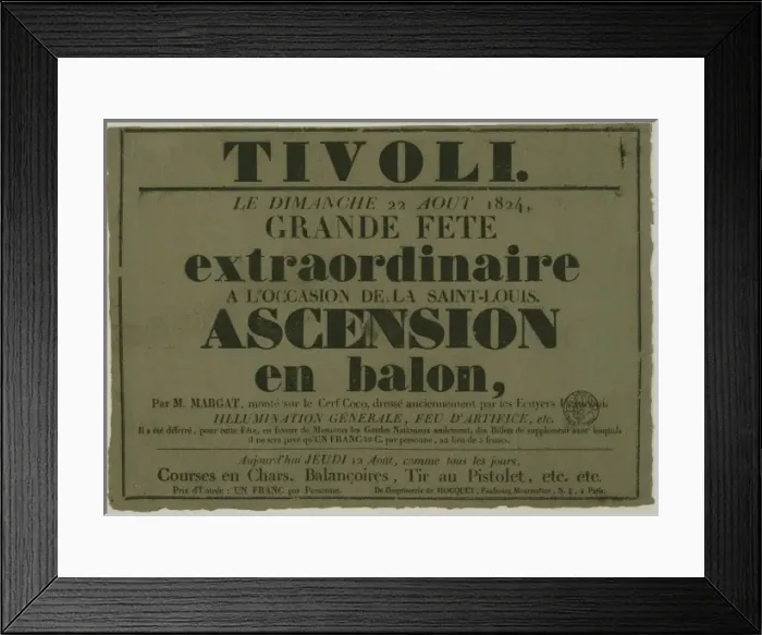 Framed Print : Tivoli. Le dimanche 22 aout, 1824, grand fete extraordinaire Framed Print : Tivoli. Le dimanche 22 aout, 1824, grand fete extraordinaire