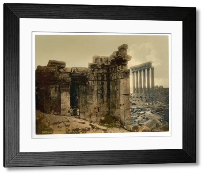 Framed Print : View of the two temples, Baalbek, Holy Land, (i. e. Ba labak Framed Print : View of the two temples, Baalbek, Holy Land, (i. e. Ba labak