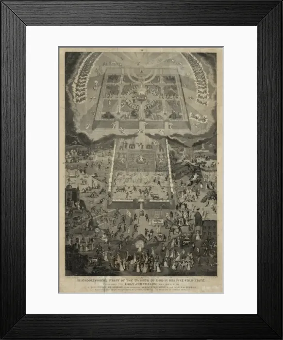 Framed Print : Hieroglyphical print of the church of God in her five fold s Framed Print : Hieroglyphical print of the church of God in her five fold s