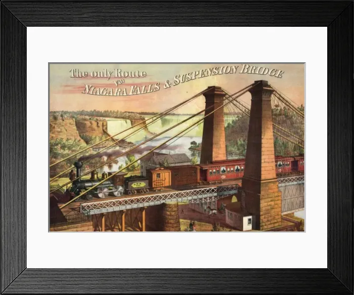 Framed Print : The only rout via Niagara Falls & Suspension Bridge Framed Print : The only rout via Niagara Falls & Suspension Bridge