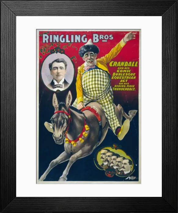 Framed Print : Ringling Bros. - Crandall and his comic burlesque equestrian Framed Print : Ringling Bros. - Crandall and his comic burlesque equestrian