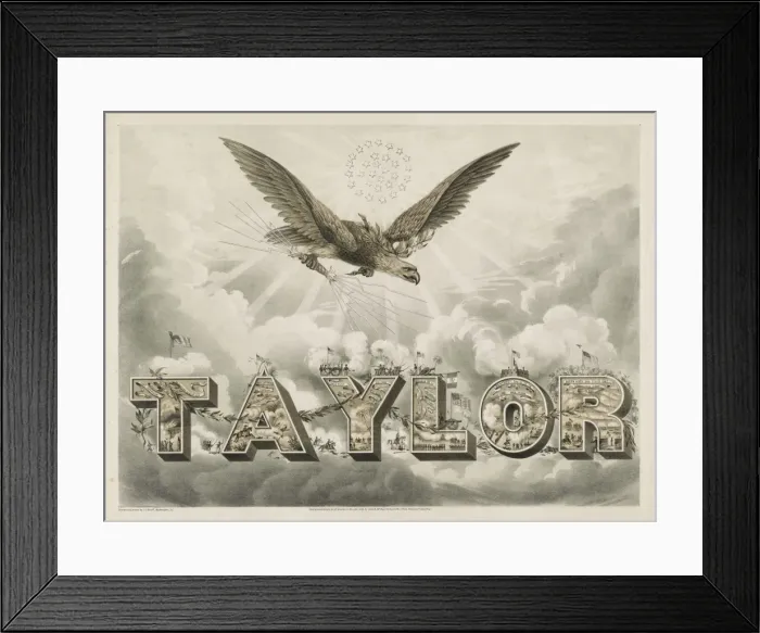 Framed Print : Taylor. A campaign print, grandiose in design Framed Print : Taylor. A campaign print, grandiose in design