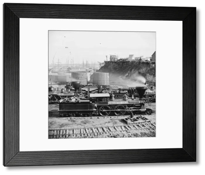 Framed Print : City Point, Va. Gen. J. C. Robinson and other locomotives of Framed Print : City Point, Va. Gen. J. C. Robinson and other locomotives of
