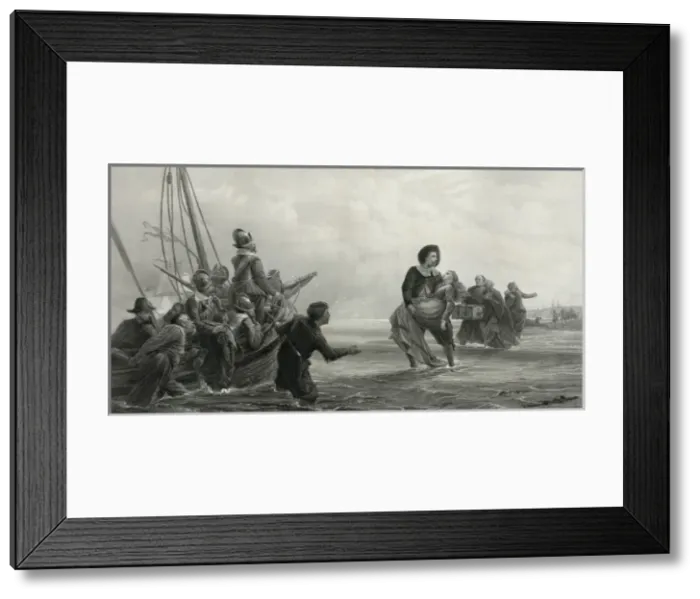 Framed Print : Fugitives for conscience sake leaving the flemish coast for Framed Print : Fugitives for conscience sake leaving the flemish coast for
