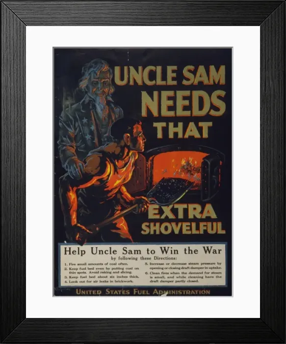 Framed Print : Uncle Sam needs that extra shovelful Framed Print : Uncle Sam needs that extra shovelful