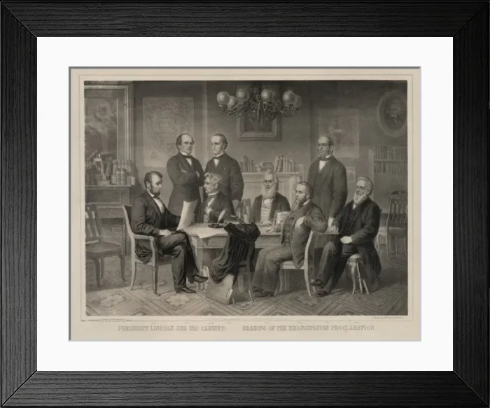 Framed Print : President Lincoln and his cabinet. Reading of the emancipati Framed Print : President Lincoln and his cabinet. Reading of the emancipati