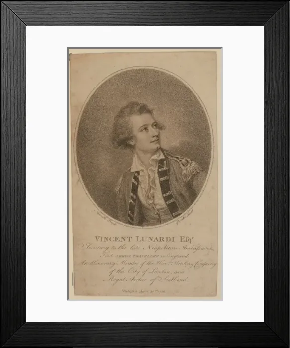 Framed Print : Vincent Lunardi Esqr. secretary to the late Neapolitan amba Framed Print : Vincent Lunardi Esqr. secretary to the late Neapolitan amba