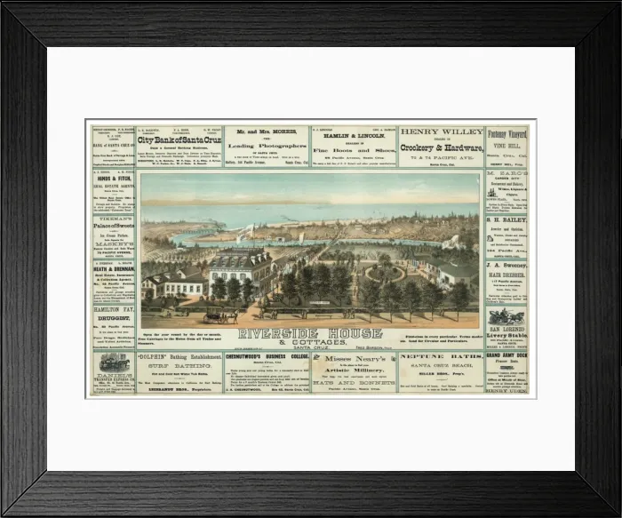 Framed Print : Riverside house & cottages, Santa Cruz Framed Print : Riverside house & cottages, Santa Cruz