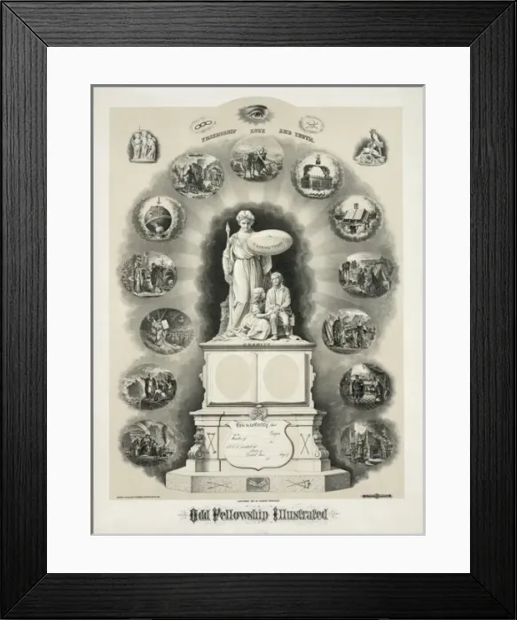 Framed Print : Odd Fellowship illustrated Framed Print : Odd Fellowship illustrated
