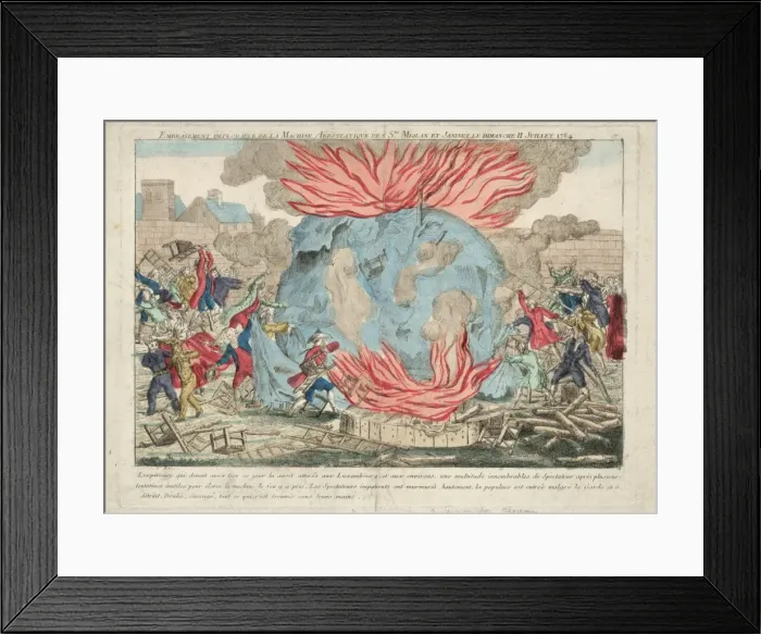 Framed Print : Embrasement deplorable de la machine aerostatique des Srs. M Framed Print : Embrasement deplorable de la machine aerostatique des Srs. M