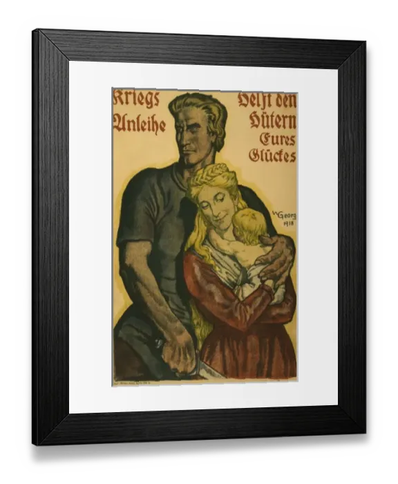 Framed Print : Kriegsanleihe, helft den Hutern eures Gluckes