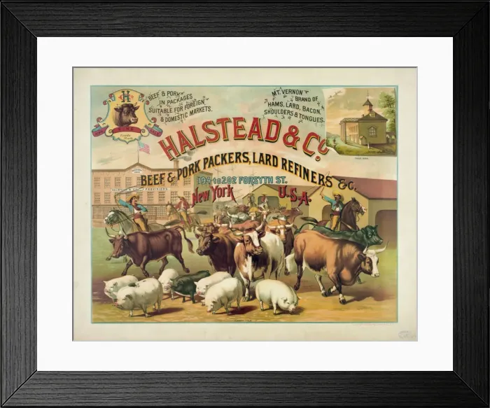 Framed Print : Halstead & Co. beef & pork Packers, Lard Refiners & Co Framed Print : Halstead & Co. beef & pork Packers, Lard Refiners & Co
