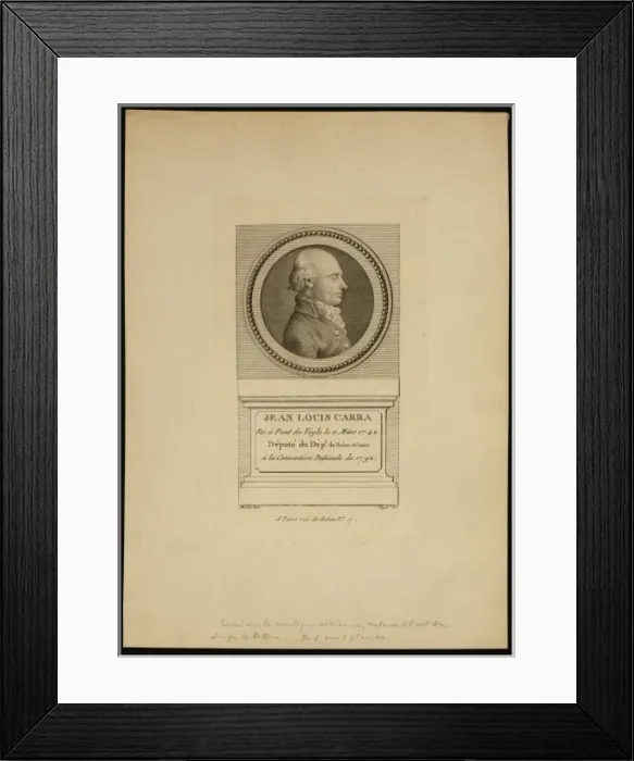 Framed Print : Jean Louis Carra, ne e Pont de Veyle le 11 mars 1742, depute Framed Print : Jean Louis Carra, ne e Pont de Veyle le 11 mars 1742, depute