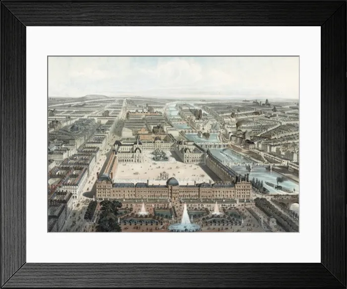 Framed Print : Paris moderne. Les Tuileries, le Louvre, et la rue de Rivoli Framed Print : Paris moderne. Les Tuileries, le Louvre, et la rue de Rivoli