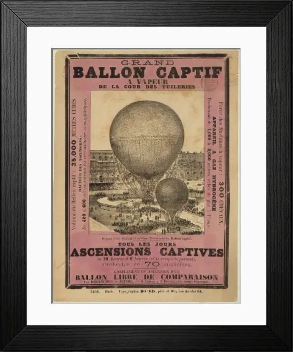 Framed Print : Grand ballon captif a vapeur de la cour des Tuileries Framed Print : Grand ballon captif a vapeur de la cour des Tuileries