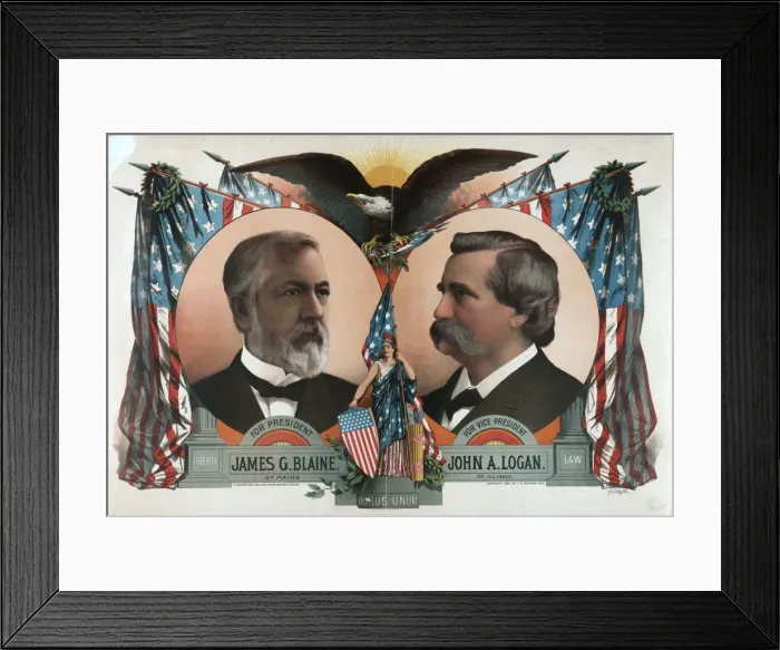 Framed Print : For president, James G. Blaine. For vice president, John A Framed Print : For president, James G. Blaine. For vice president, John A