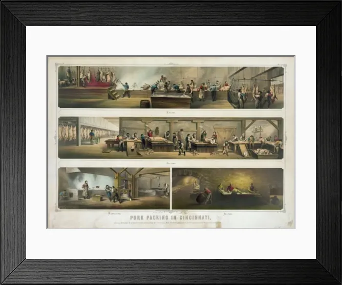 Framed Print : Pork packing in Cincinnati Framed Print : Pork packing in Cincinnati