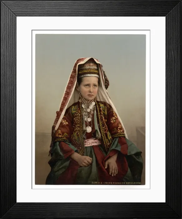 Framed Print : Young women of Bethlehem in costume, Holy Land Framed Print : Young women of Bethlehem in costume, Holy Land