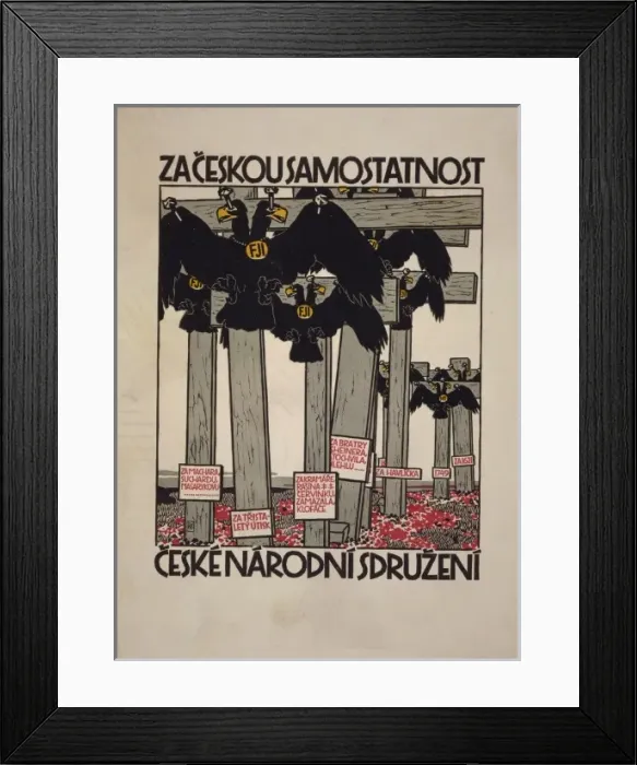 Framed Print : Poster showing doubled-headed imperial eagles nailed to cros